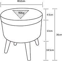 Sydney Round Ottoman Leg Rest Seat Made of Linen and Solid Wood with Storage Space, Sydney Round Ottoman Leg Rest Seat Made of Linen and Solid Wood with Storage Space,