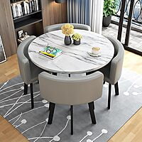 VIKINTERIO Maxico Round Space Saving Four Seater Dining Table Set VIKINTERIO Maxico Round Space Saving Four Seater Dining Table Set