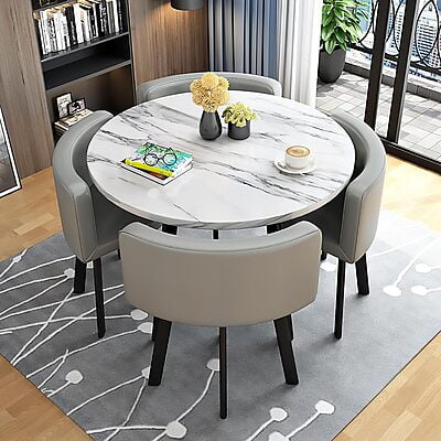 VIKINTERIO Maxico Round Space Saving Four Seater Dining Table Set