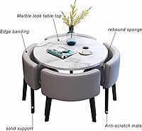 VIKINTERIO Maxico Round Space Saving Four Seater Dining Table Set