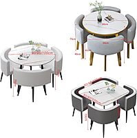 VIKINTERIO Maxico Round Space Saving Four Seater Dining Table Set VIKINTERIO Maxico Round Space Saving Four Seater Dining Table Set