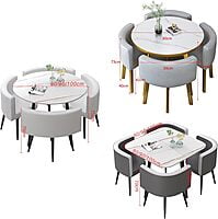 VIKINTERIO Maxico Round Space Saving Four Seater Dining Table Set