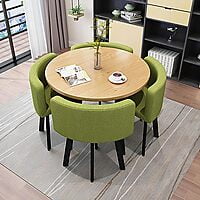 VIKINTERIO Maxico Round Space Saving Four Seater Dining Table Set