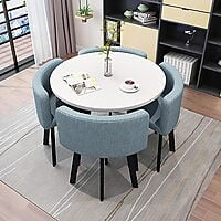 VIKINTERIO Maxico Round Space Saving Four Seater Dining Table Set