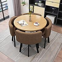 VIKINTERIO Maxico Round Space Saving Four Seater Dining Table Set