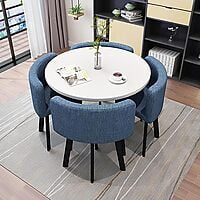 VIKINTERIO Maxico Round Space Saving Four Seater Dining Table Set