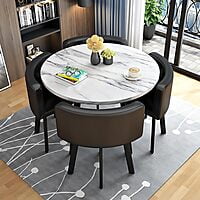 VIKINTERIO Maxico Round Space Saving Four Seater Dining Table Set VIKINTERIO Maxico Round Space Saving Four Seater Dining Table Set