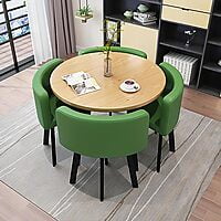 VIKINTERIO Maxico Round Space Saving Four Seater Dining Table Set