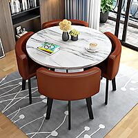 VIKINTERIO Maxico Round Space Saving Four Seater Dining Table Set