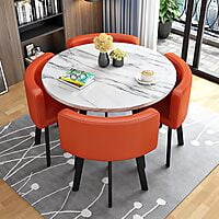 VIKINTERIO Maxico Round Space Saving Four Seater Dining Table Set VIKINTERIO Maxico Round Space Saving Four Seater Dining Table Set