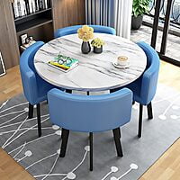 VIKINTERIO Maxico Round Space Saving Four Seater Dining Table Set