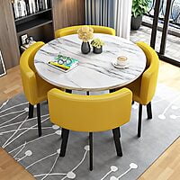 VIKINTERIO Maxico Round Space Saving Four Seater Dining Table Set