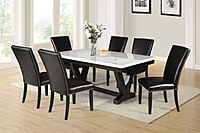 WL  Marble Top With Wooden Base Frame Six Seater Dining Set