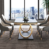 Portland Italian Black Marble Dining Table Set Portland Italian Black Marble Dining Table Set