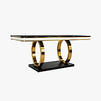 Portland Italian Black Marble Dining Table Set