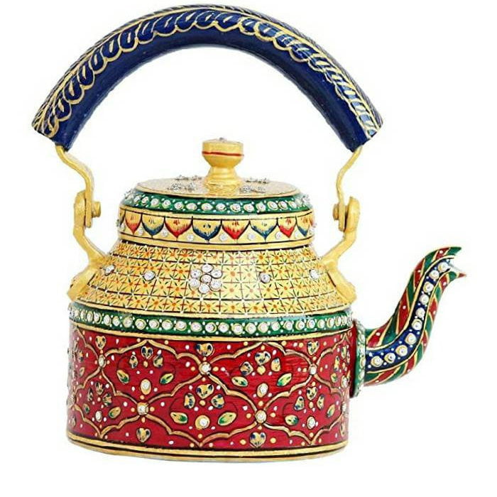 Indian Woodenlia Handcrafted Decorative Serving Teapot Serving Kettle