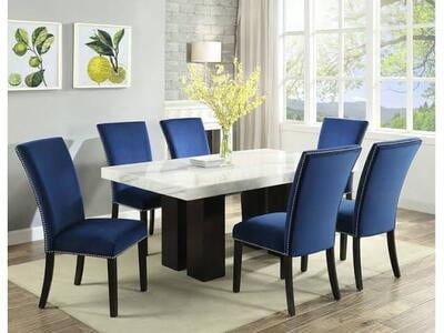 WTL Marble Top Six Seater Dining Set with 6 Chairs and Marble Table Top