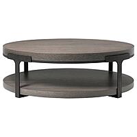 Vikinterio Dortu Round cocktail table with oak alpine top and metal base