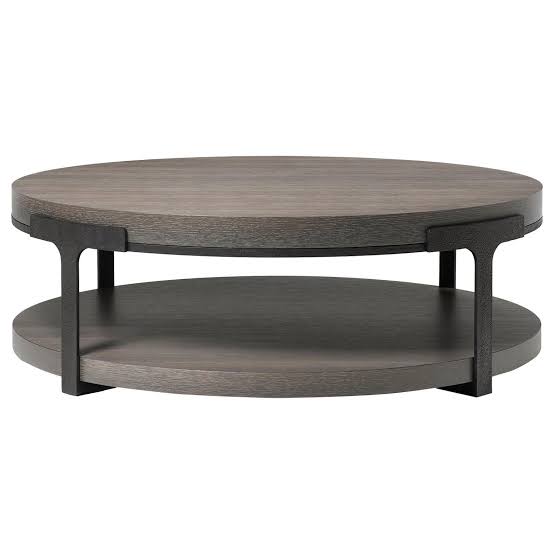 Vikinterio Dortu Round cocktail table with oak alpine top and metal base