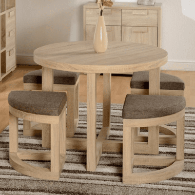 Woodenlia Almiya Round Shape 4 Seater Dining set