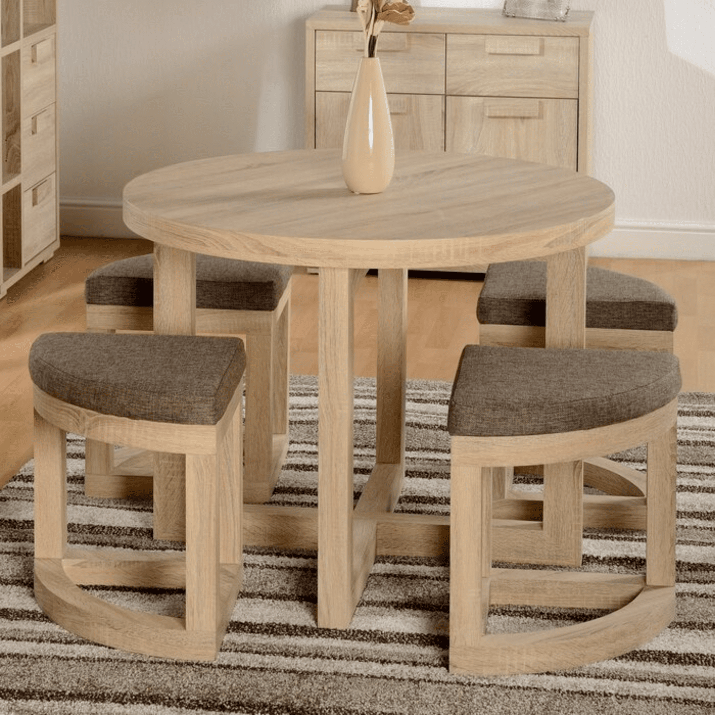 Woodenlia Almiya Round Shape 4 Seater Dining set Woodenlia Almiya Round Shape 4 Seater Dining set