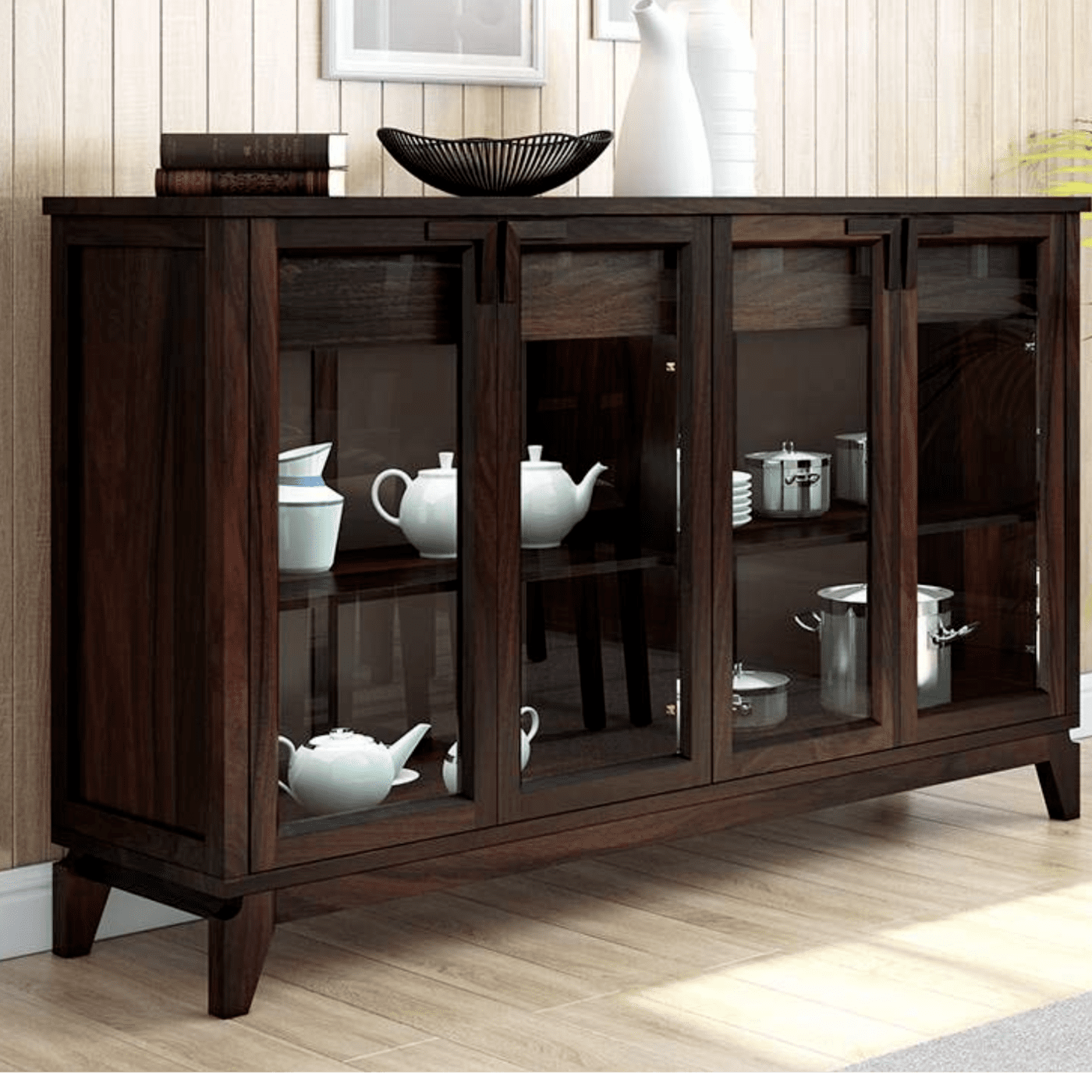 Smart Home Wide Sideboard (Finish : Mahogany)