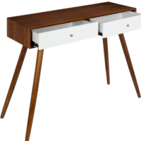 Woodenlia 2 Drawer Console Table, Walnut Brown and White