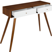 Woodenlia 2 Drawer Console Table, Walnut Brown and White Woodenlia 2 Drawer Console Table, Walnut Brown and White