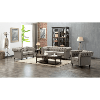 Woodenlia Chesterfield 3 Piece Living Room Set