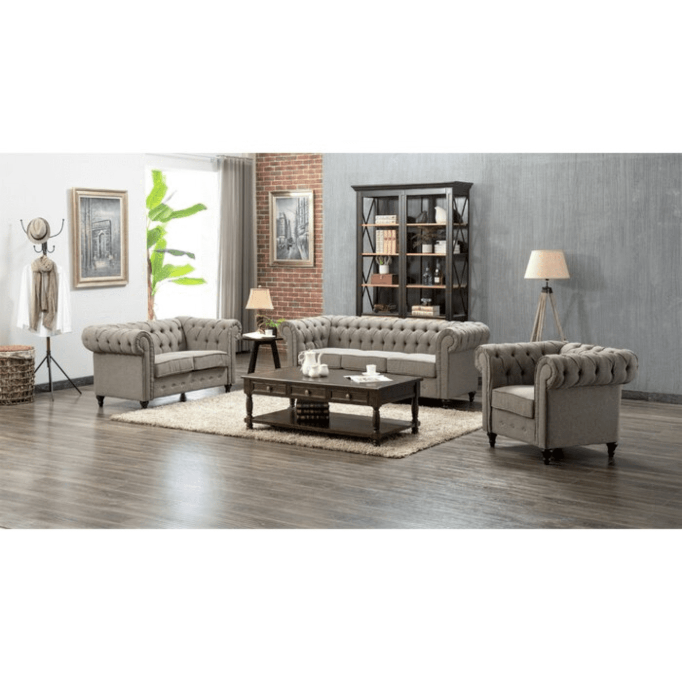 Woodenlia Chesterfield 3 Piece Living Room Set Woodenlia Chesterfield 3 Piece Living Room Set