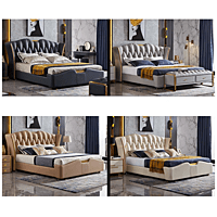 Vikinterio Luxury White Leather Bed, King Size Bed Frame, Bed Room Furniture Vikinterio Luxury White Leather Bed, King Size Bed Frame, Bed Room Furniture