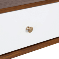 Woodenlia 2 Drawer Console Table, Walnut Brown and White