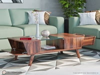 Sheesham Wood Center Coffee Table with Drawer for Home Tea Table Furniture for Home (Teak Finish)