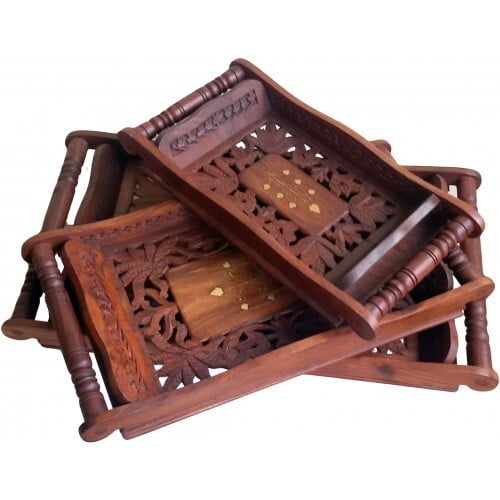 Indian Handcrafted Wooden Tray Indian Handcrafted Wooden Tray