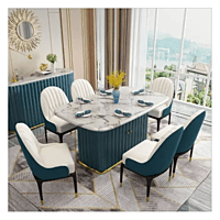 Vikinterio Classic Light Luxury Marble Dining Table Set with Storage Vikinterio Classic Light Luxury Marble Dining Table Set with Storage