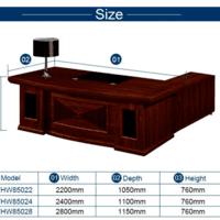 Wooden desk  l-shaped board set for executive desk with side cabinet with drawer